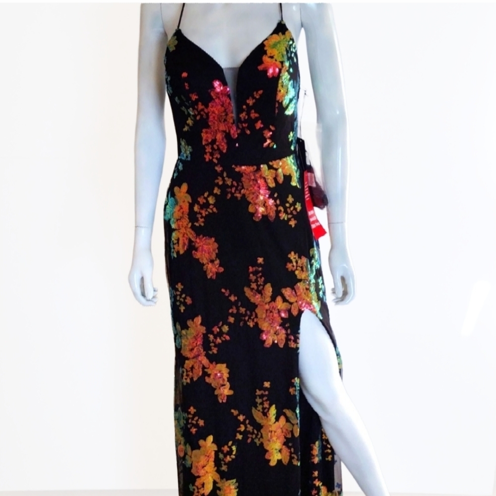 City Triangles Formal‎ Floral Multi Dress Sequins Long Party Prom Junior 9